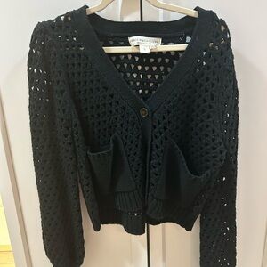 Saltwater Luxe Black Open-Knit Cardigan
